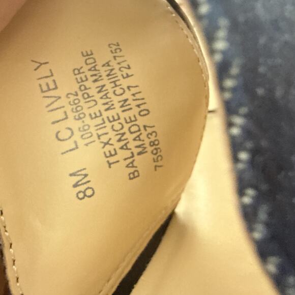 Liz Claiborne Sandals Womens Size 8 Blue Denim Lively Cork Wedge Thong Platform - Picture 7 of 9